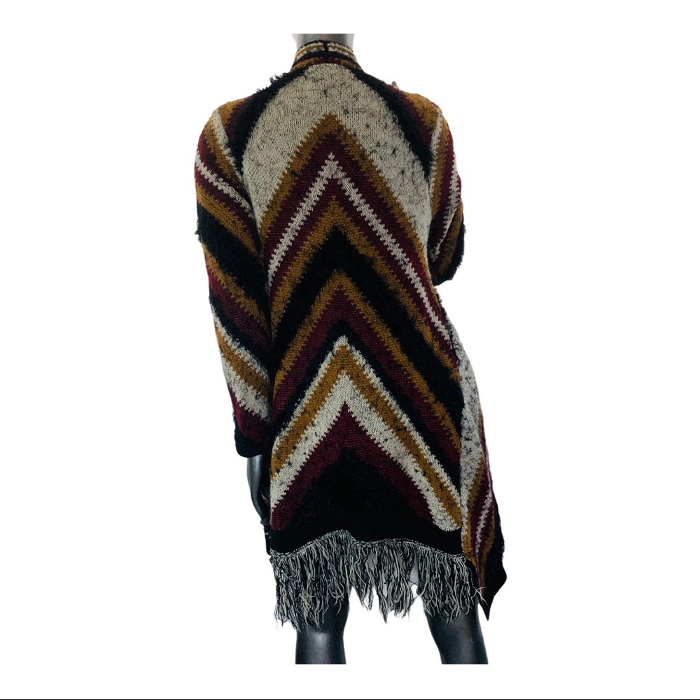 Multi-Material Long Open-Front Sweater - image 6
